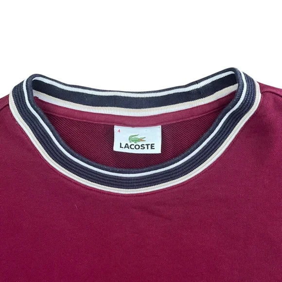 Lacoste Long Sleeve Sweater Mens M Burgundy Red Croc Crewneck Pullover Preppy - Picture 4 of 11